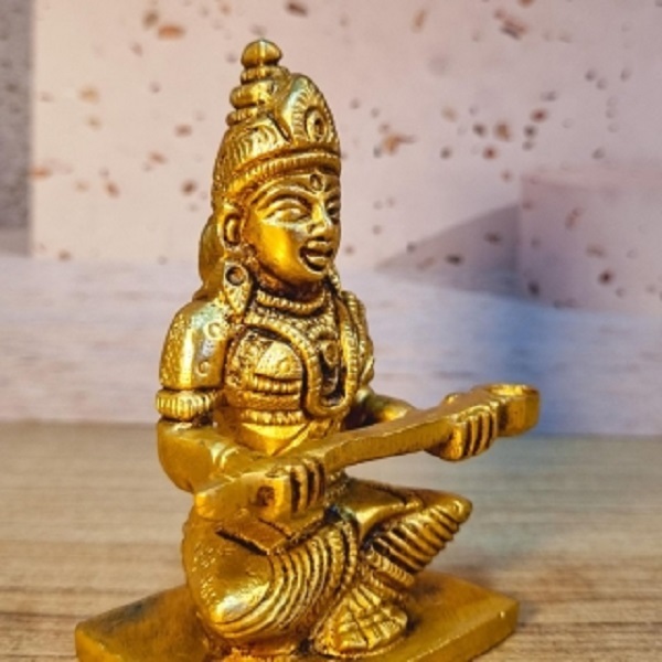 Small Brass Annapurna Murti | A Divine Touch to Your Home or Office Decor Compact Brass Maa Annapurna Statue By Aakrati ( Yellow, 3.9 inch)