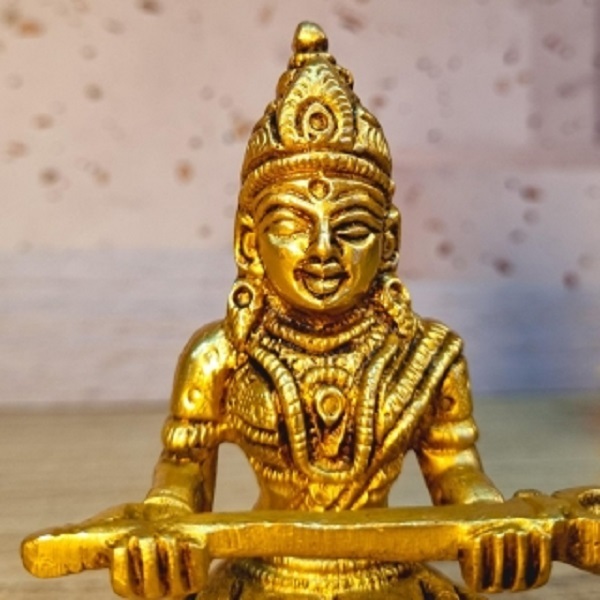 Small Brass Annapurna Murti | A Divine Touch to Your Home or Office Decor Compact Brass Maa Annapurna Statue By Aakrati ( Yellow, 3.9 inch)