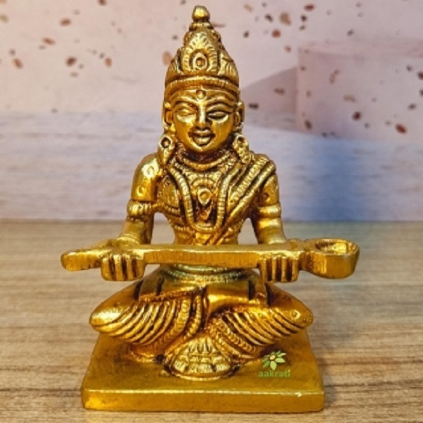 Small Brass Annapurna Murti | A Divine Touch to Your Home or Office Decor Compact Brass Maa Annapurna Statue By Aakrati ( Yellow, 3.9 inch)