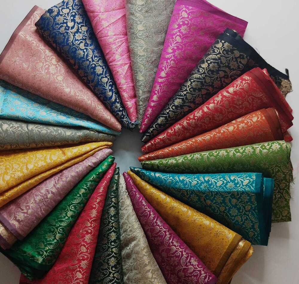 Pink Polyester Brocade Fabrics
