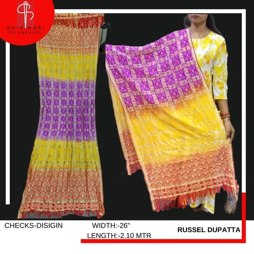 Check Russel Fancy Silk Dupatta - Color: Different Available