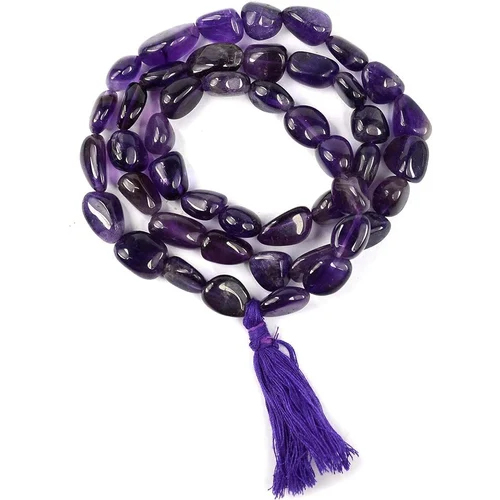 Amethyst Tumble Necklace Tumbled Amethyst Tumbled Amethyst Stone - Beads Colour: Purple