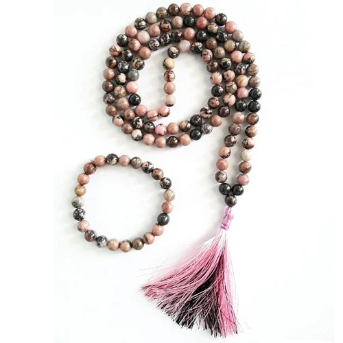 Rhodonite Beads Mala - Beads Colour: Multicolor