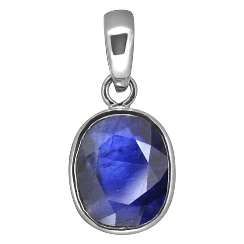 Silver Gemstone Blue Sapphire Silver Pendent - Occasion: Daily Wear