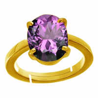 Amethyst Asthadhatu Gemstone Ring - Gemstone Material, Free Size Design, Purple Oval Amethyst, 3 To 12.50 Ratti Grams Weight | Elegant Daily Wear For Any Occasion