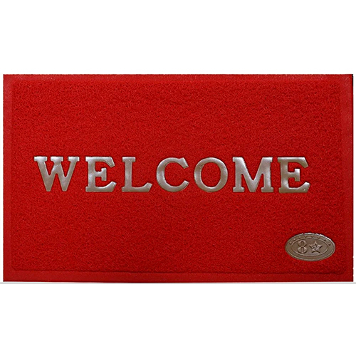 Rubber Welcome Floor Mat - Color: Red