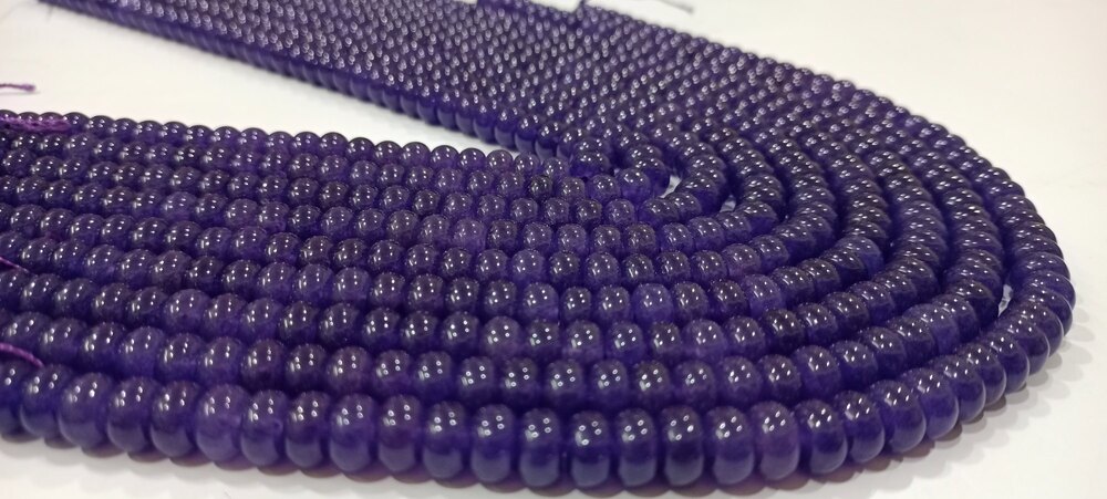 Natural Amethyst Quartz Rondelle Plain Smooth beads