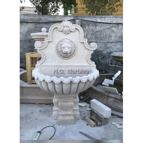 White Marble Lion Water Fountain
