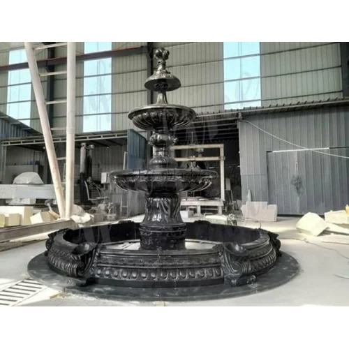 Outdoor Marble Water Fountain - Color: Black