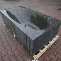 Stone Marble Bathtub - Premium Quality Natural Marble, Standard Size Oval, Glossy Black Finish | Elegant Design For Luxurious Bathing Experience