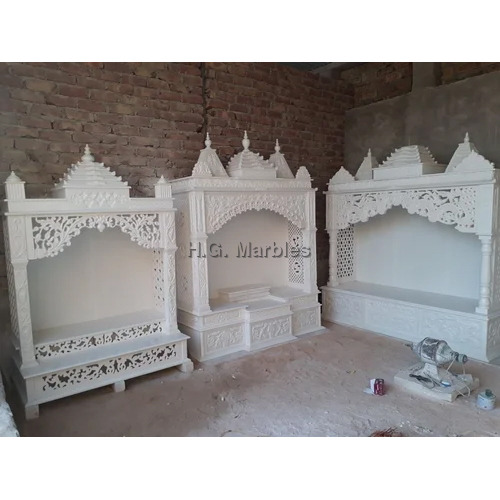 Indoor White Marble Home Temple - Regional Style: Indian