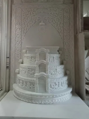 4.5 Feet White Marble Temple - Style: Religious