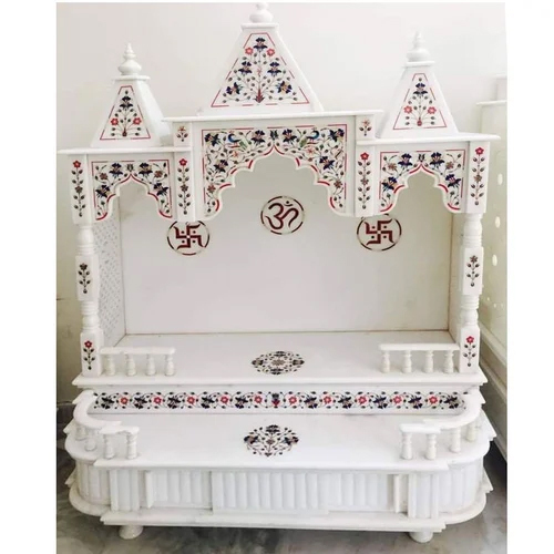 14Mm Inlay Work White Marble Temple - Regional Style: Indian