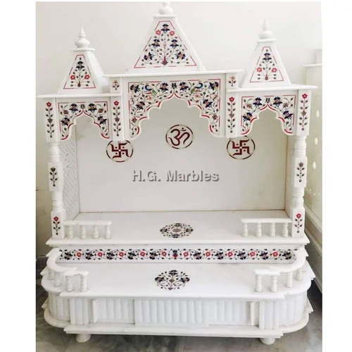14mm Inlay Work White Marble Temple