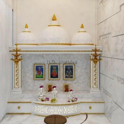 Designer White Marble Home Temple - Regional Style: Indian