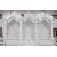 Antique White Marble Home Temple - 5.5 X 9 X 2.5 Feet | Elegant Polished Finish, Customizable Color, Traditional Indian Design For Religious Activities