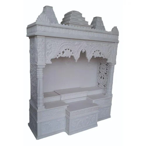 Engraved White Marble Home Temple - Regional Style: Indian