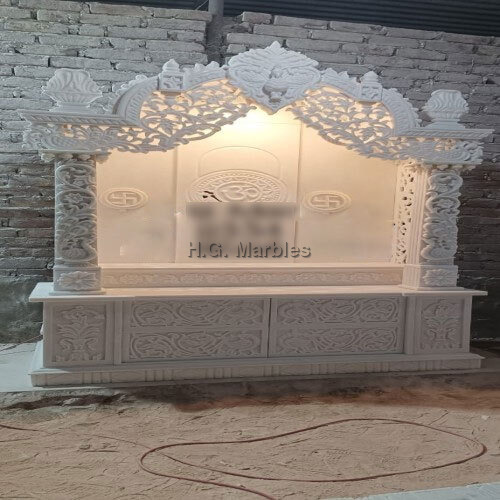 White Marble Carving Temple For Home - Regional Style: Indian