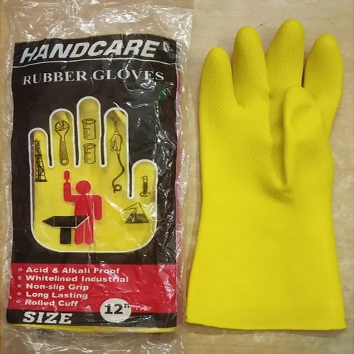 Industrial Safety Rubber Gloves - Color: Yellow