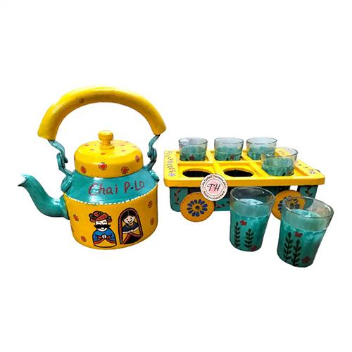 Chai Kattle With 6 Glass And Cart