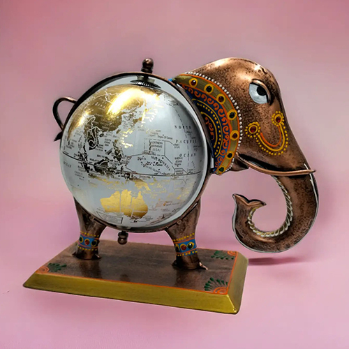 Hand Painted Iron Globe - Size: Standard