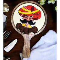 Wooden Pizza Platter - High-quality Wood, Standard Size | Modern Round Design, Powder-coated Finish, Multi-colored