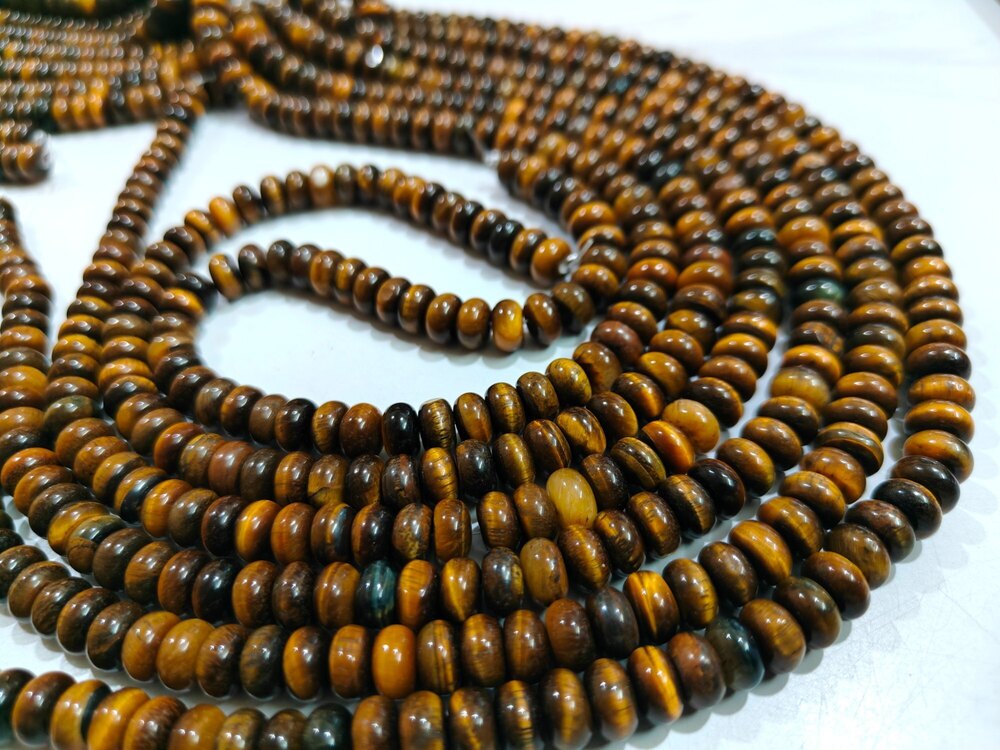 Natural Tiger Eye Gemstone Rondelle Plain Smooth beads