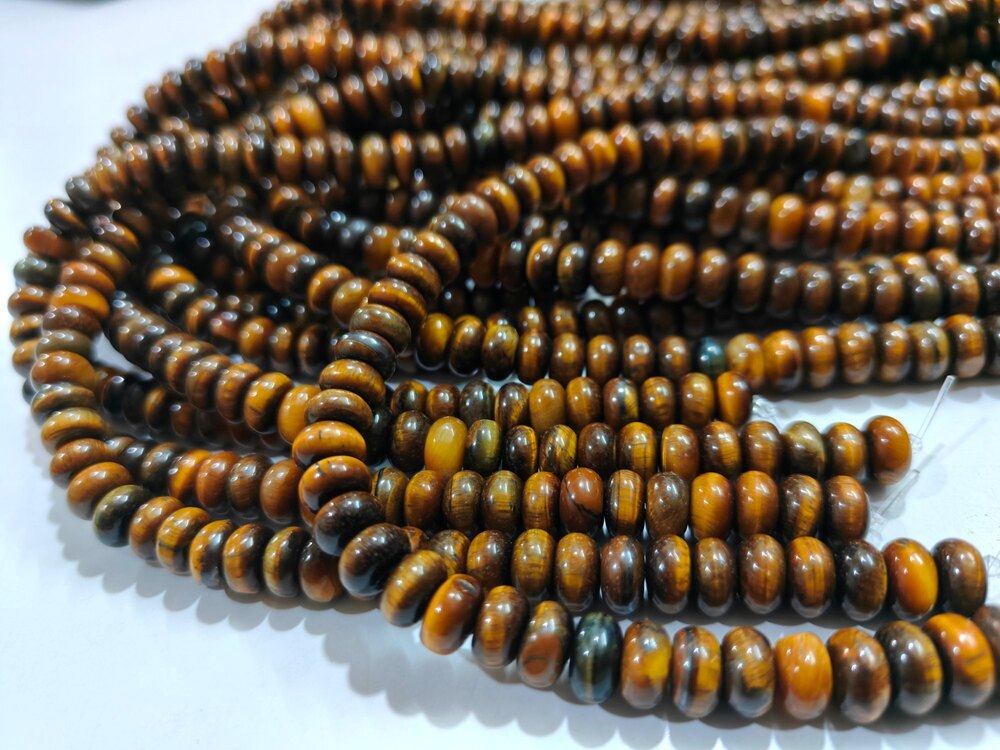 Natural Tiger Eye Gemstone Rondelle Plain Smooth beads