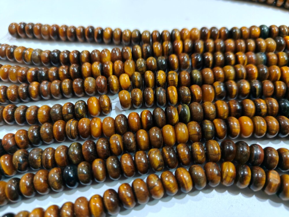 Natural Tiger Eye Gemstone Rondelle Plain Smooth beads