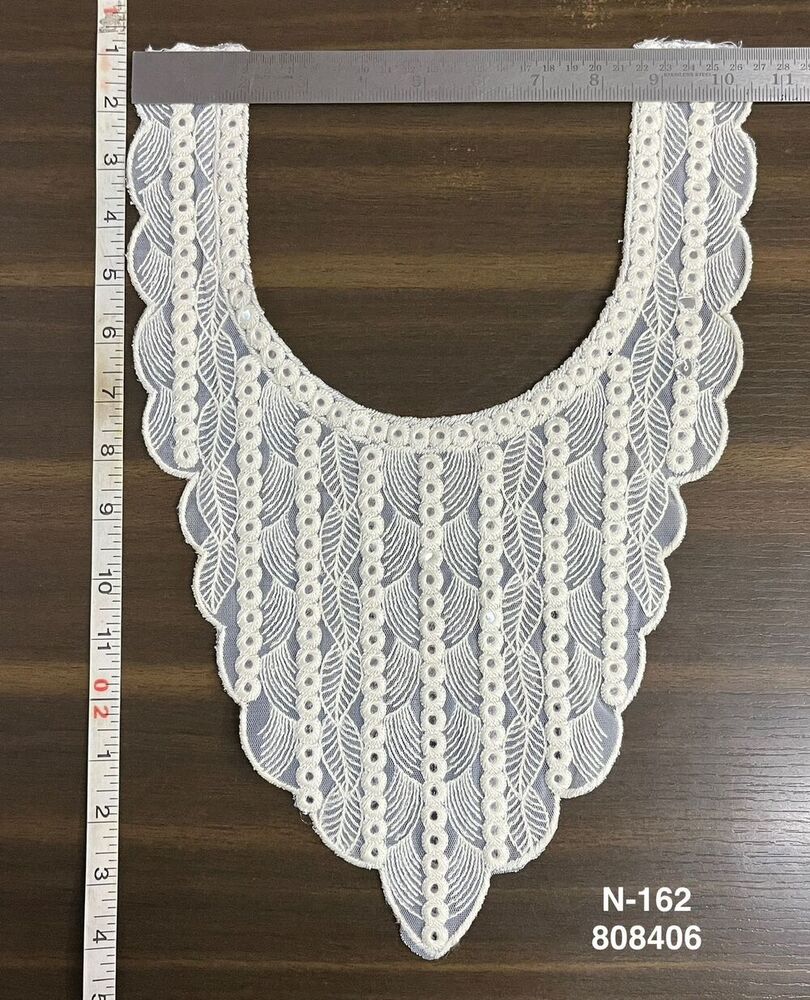 Sequence Embroidery Lace - Off Wight Organza Fabric, Cut Work & Embroidered Design For Female Fashion