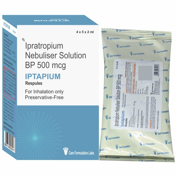 Ipratropium Bromide,500mcg.  Isotonic Solution respules