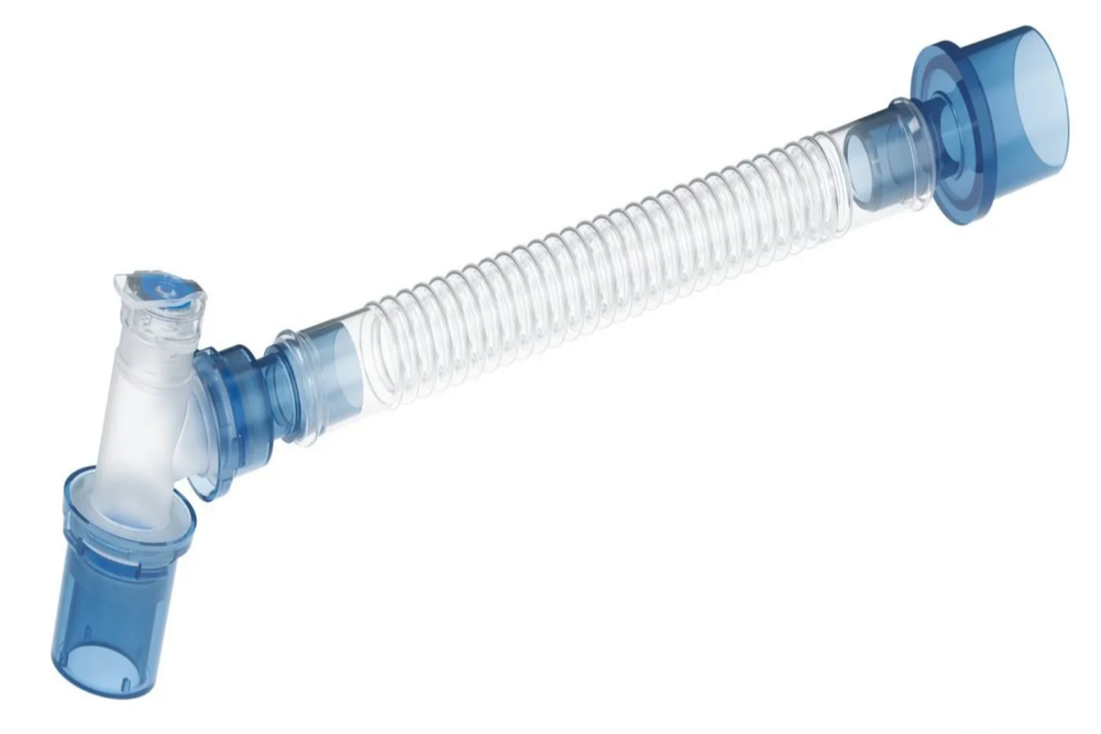 Catheter Mounts Circuit - Abs Plastic, Medium Size, Transparent & Blue Color | Ideal For Anesthesia And Intensive Care Applications