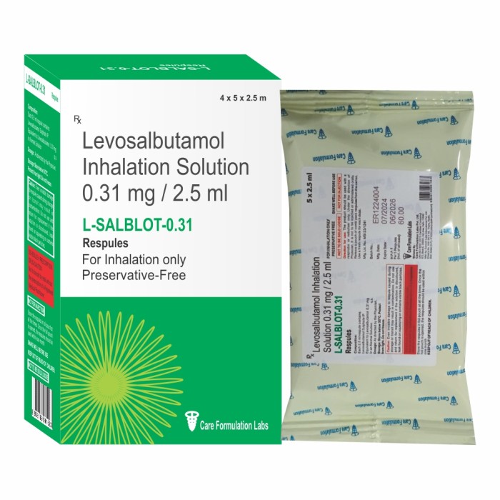 Levosulbutamol Sulphate 0.31mg 2.5ml. Respules