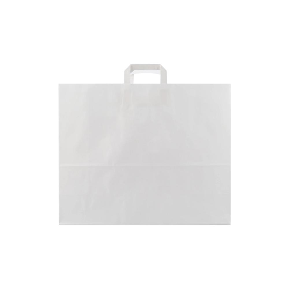 Hotpack White Flat Handle Paper Bag, PFH - 4 (320 X 180 X 240 Mm, 500 Nos)