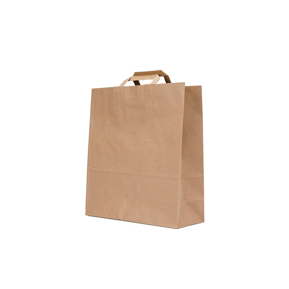 Hotpack Kraft Brown Flat Handle Paper Bag, PFH - 3 (240 X 150 X 220 Mm, 500 Nos)