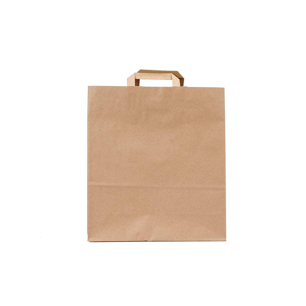 Hotpack Kraft Brown Flat Handle Paper Bag, PFH - 4 (320 X 180 X 240 Mm, 500 Nos)