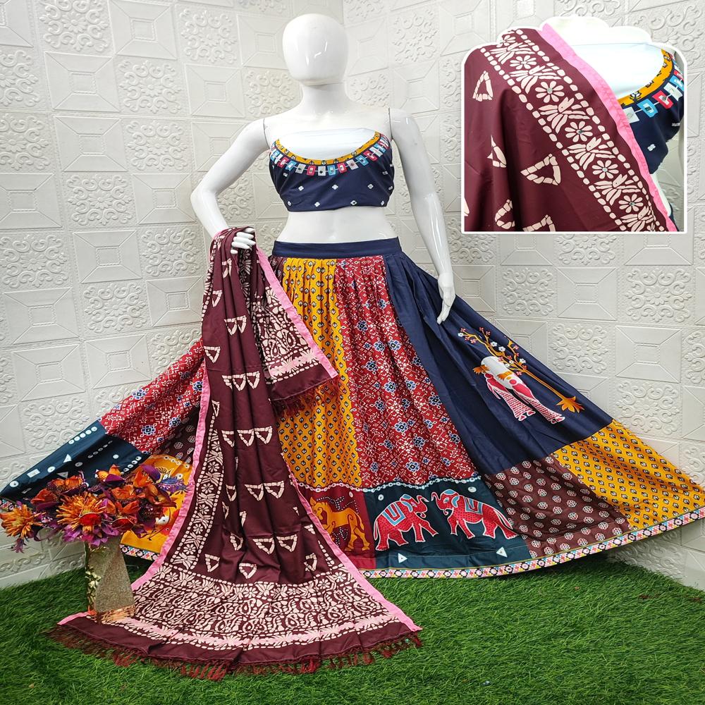 Digital Print Muslin Cotton Lehenga Choli