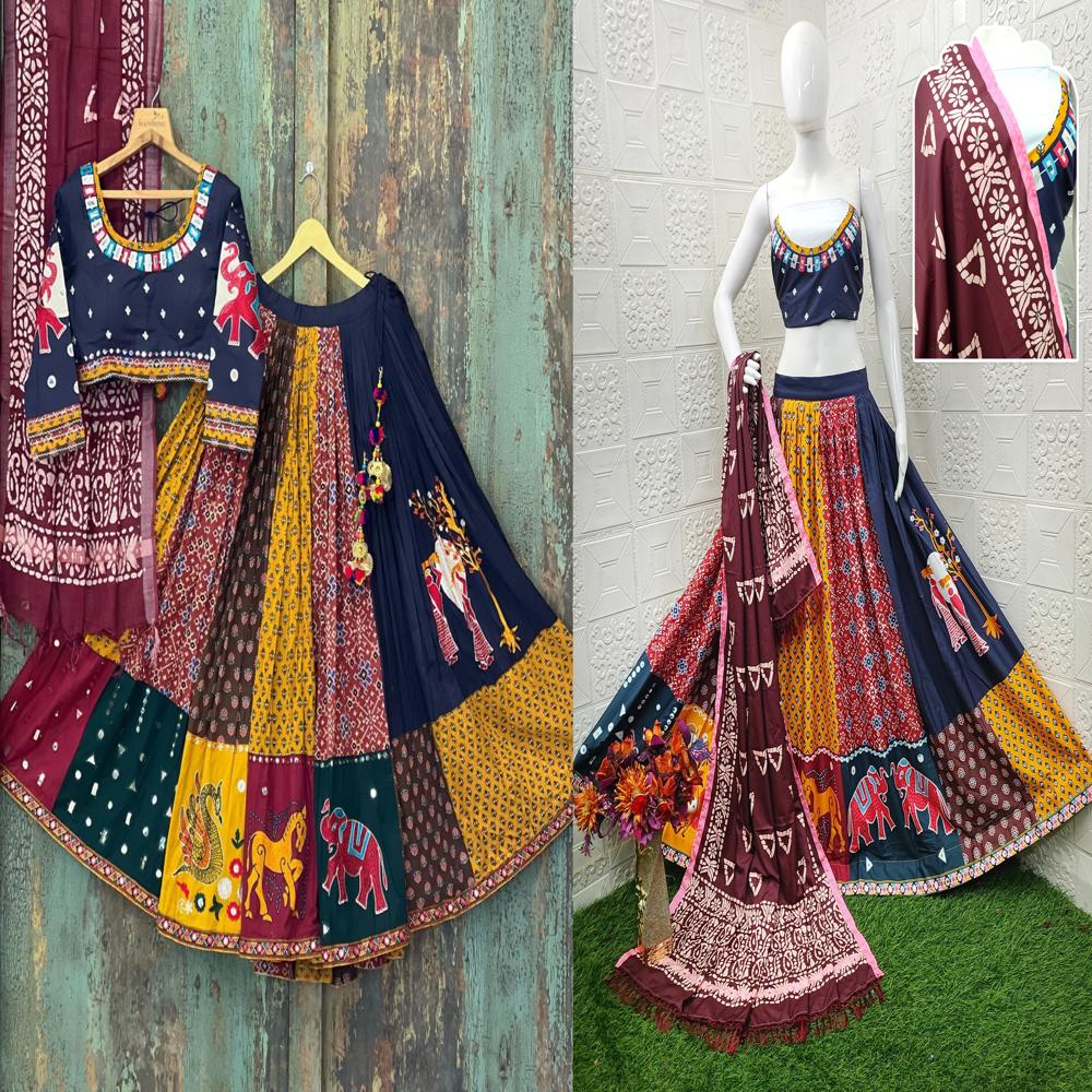 Digital Print Muslin Cotton Lehenga Choli