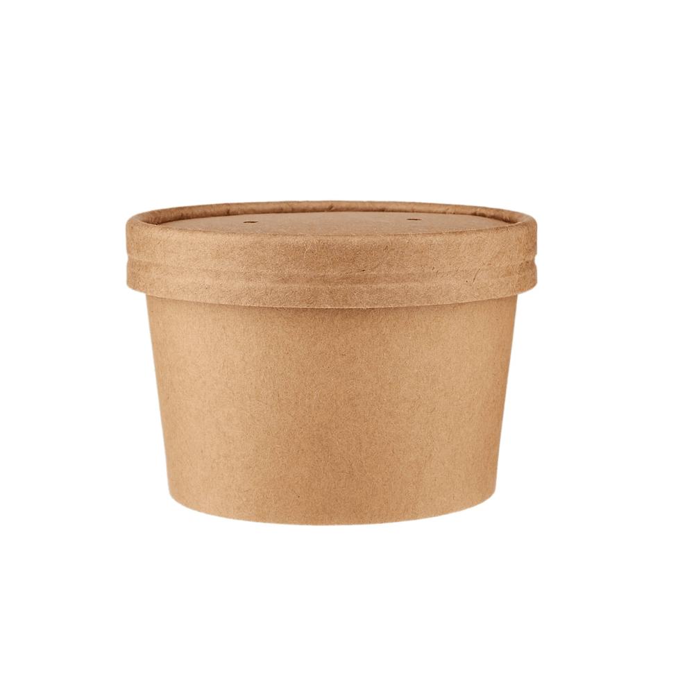 Kraft Paper Take Out Bowl - 8oz, Durable Leak-resistant Design, Eco-friendly Matte Lamination Finish, Customizable Exterior