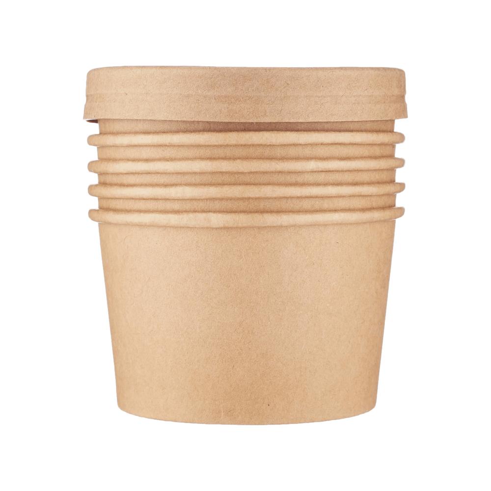 Kraft Paper Curry Container With Paper Lid - 12oz, 350ml | Eco-friendly, Leak-resistant, Versatile For Takeout, Matte Finish, Customizable