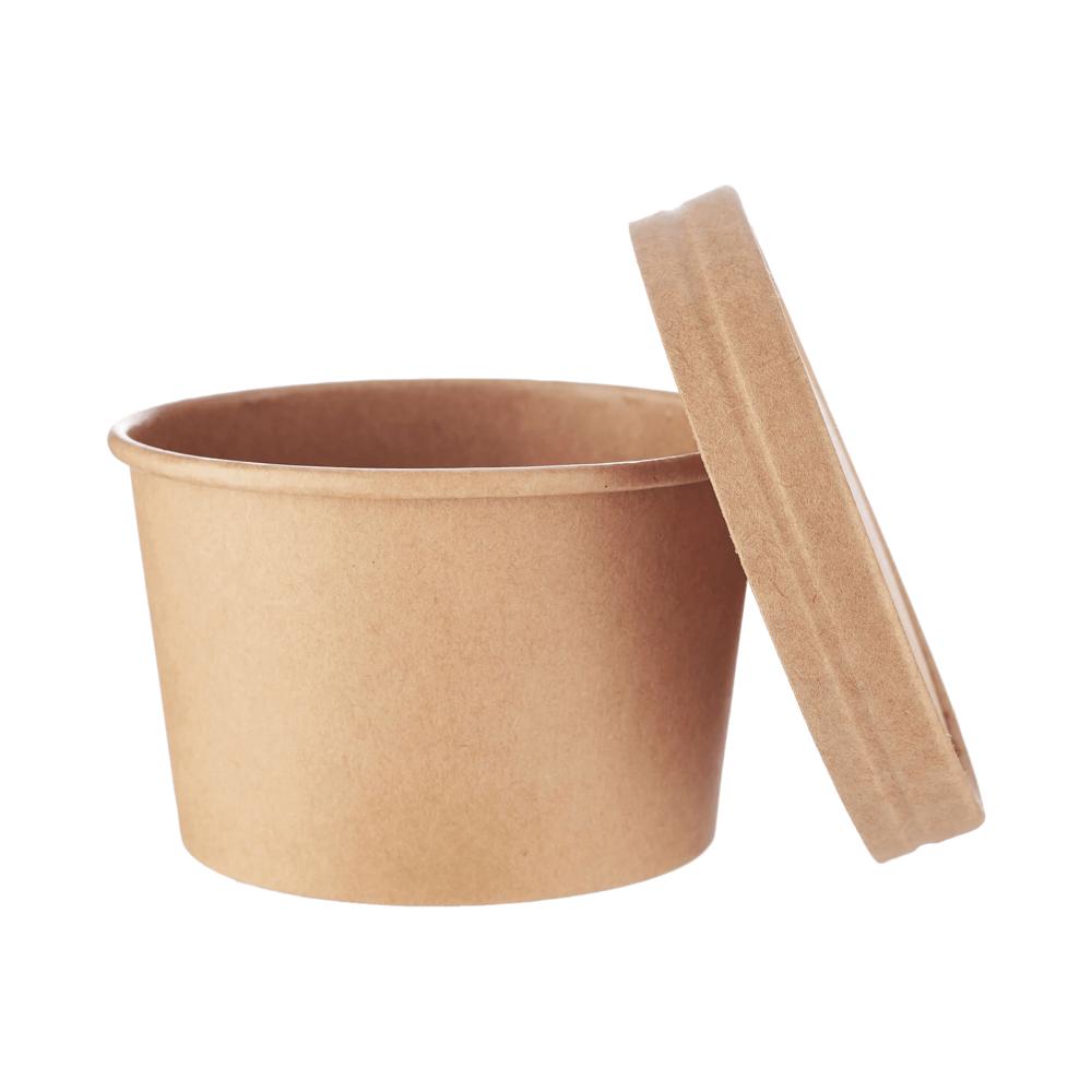 Kraft Paper Curry Container With Paper Lid - 12oz, 350ml | Eco-friendly, Leak-resistant, Versatile For Takeout, Matte Finish, Customizable