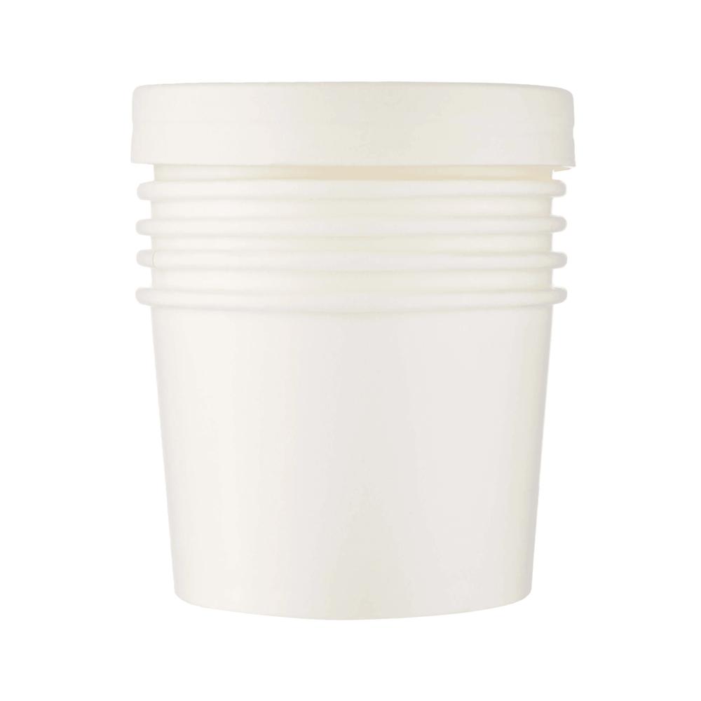 White Paper Curry Container With Paper Lid - Different Size, Glossy Lamination | Eco-friendly Food Packaging, Durable, Leak-resistant, Customizable