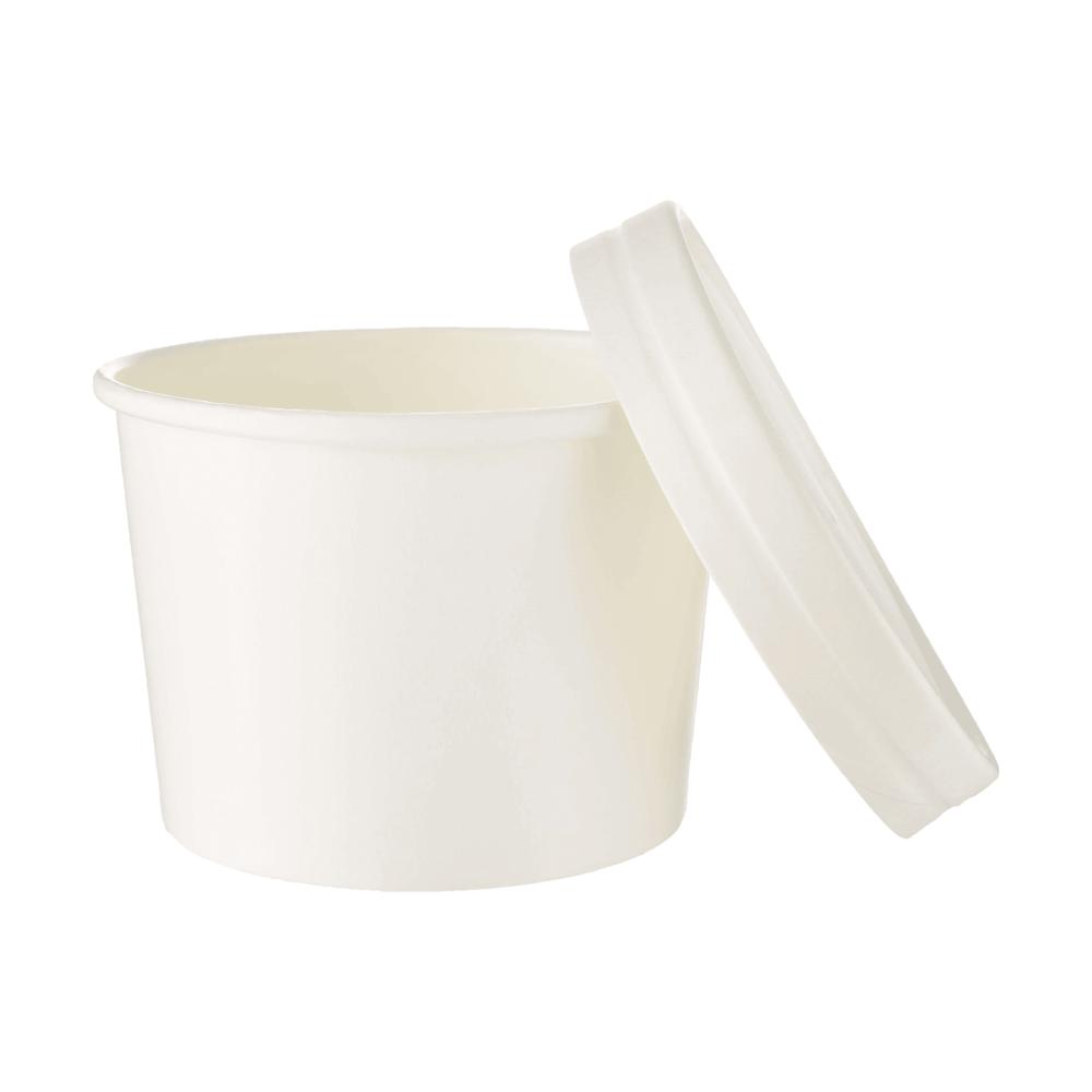 White Paper Curry Container (Food Container) With Paper Lid (350ml) - Finishing: Glossy Lamination