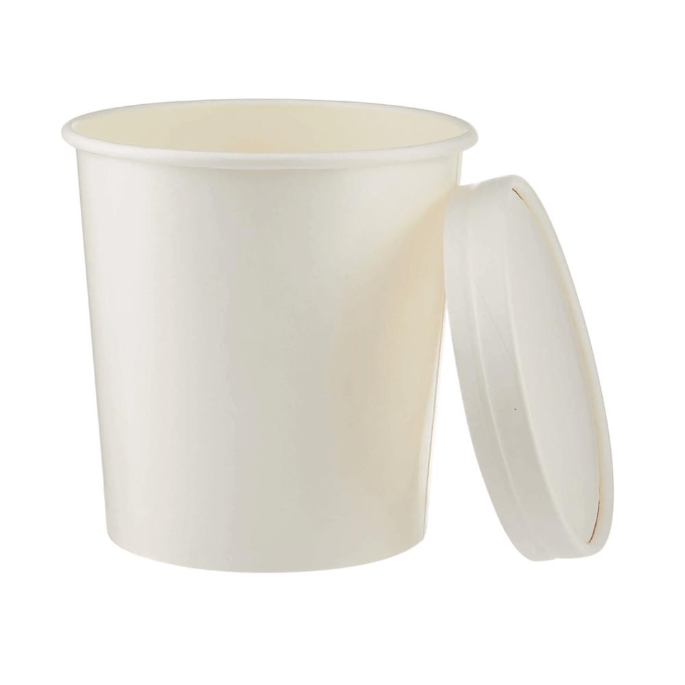 1000ml White Paper Curry Container With Paper Lid - Finishing: Matte Lamination