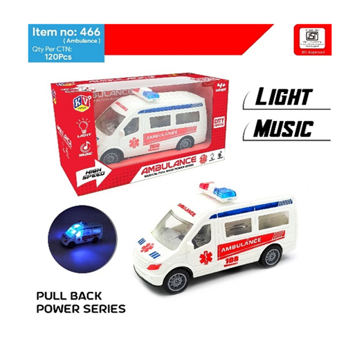 466 1 Pcs Pull Back Ambulance Toy With Light And Music