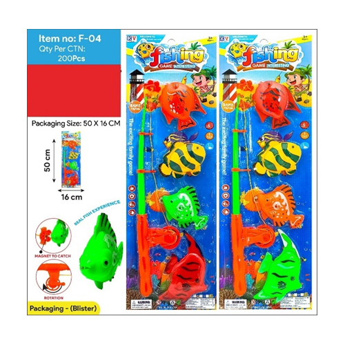 F-04 4 Pcs Fish + 1 Fishing Rope Game - Color: Different Available