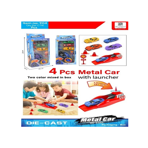 904 4 Pcs Metal Car With Launcher - Color: Different Available