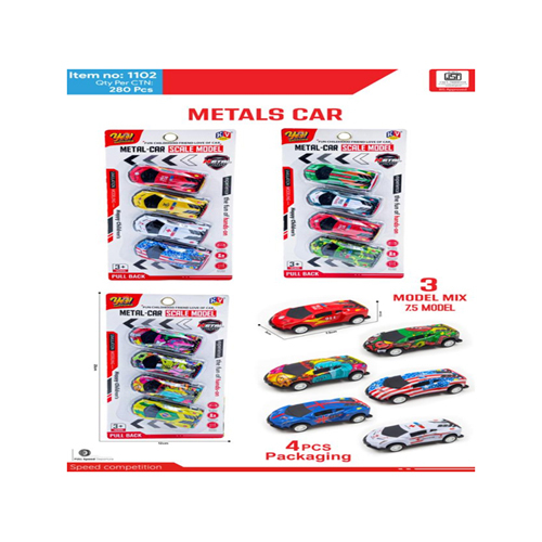 1102 7.2 4 Pcs Metal Car - Color: Different Available