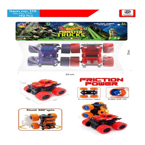 115 2 Pcs Pvc Friction Monster Truck - Color: Different Available