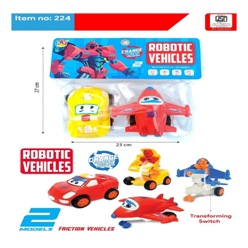 224 2 Pcs Friction Racing Transforming Airplane And Car - Color: Different Available